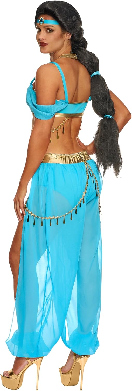Spooktacular Creations Arabian Princess Costume Women, Fairy Dance Outfit Adult Teal Fancy Set for Halloween Cosplay Parites