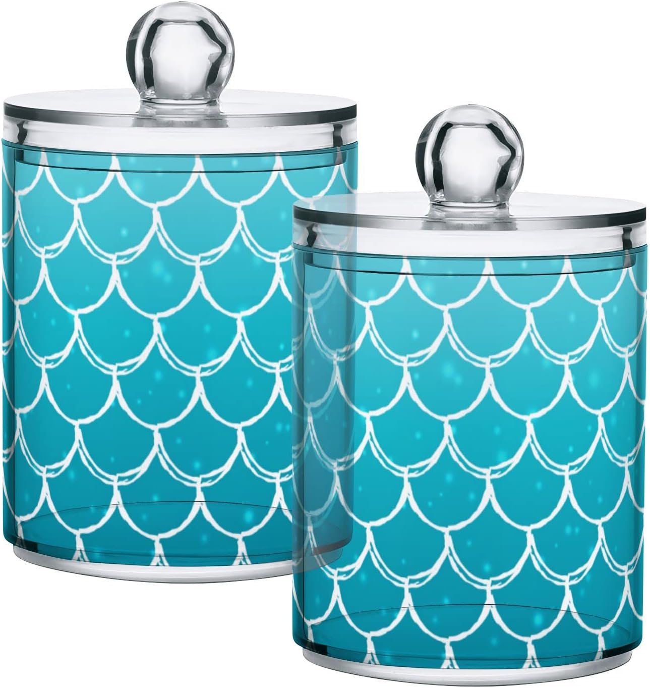 Mermaid Scale Blue Cotton Swab Holder Bathroom Containers