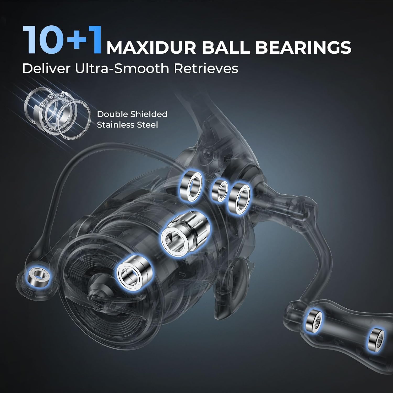 KastKing Kestrel Ultimate Finesse Spinning Reel, Fishing Reels, 1500 Size | Max Drag: 13.2 lb, 10+1 MaxiDur Double-Shielded Stainless Steel BB, 4.8 oz, Full Magnesium Frame, 8.4:1 Gear Ratio