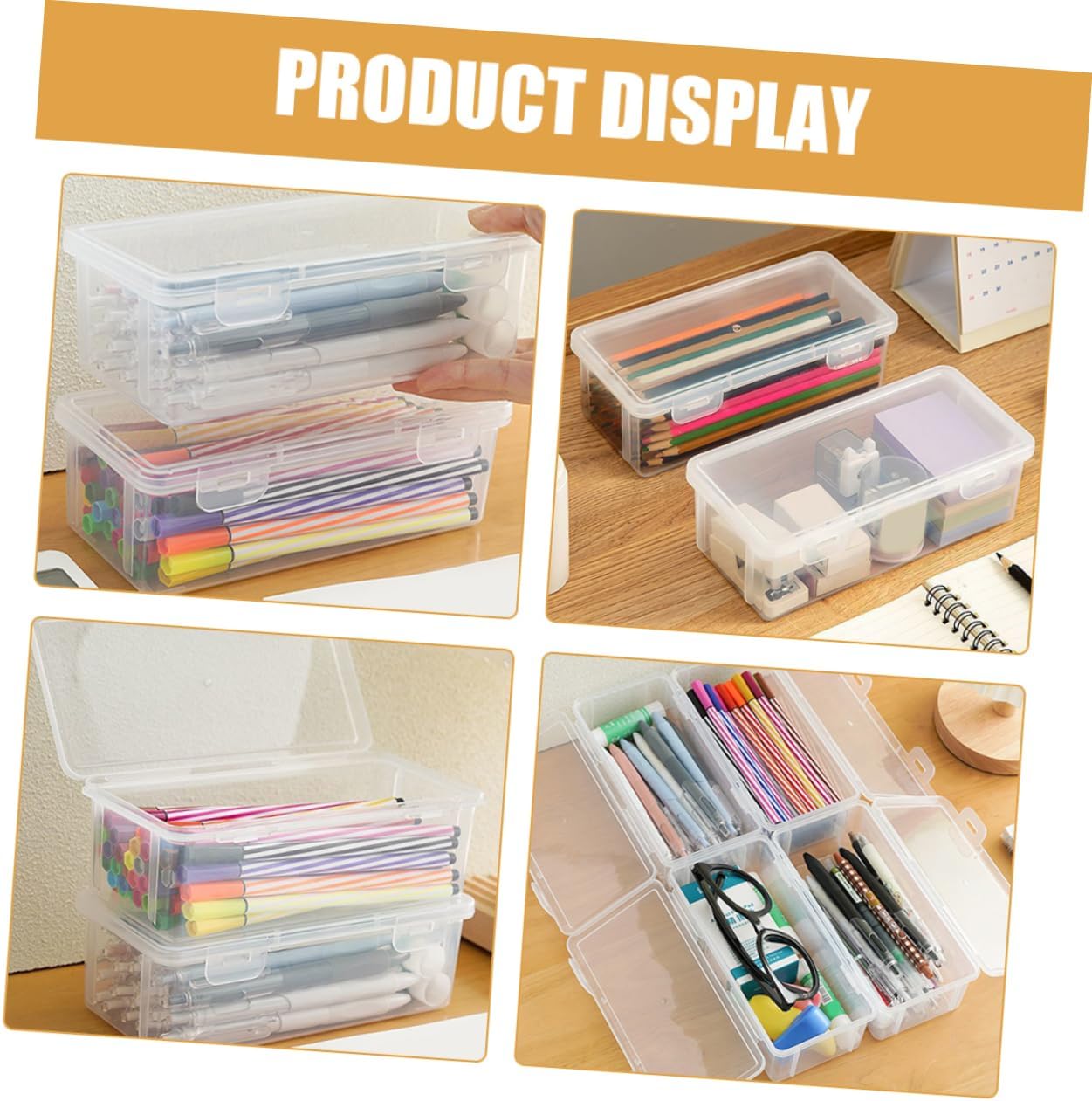 4pcs Stackable Pencil Box for Art Students with Snap Closure image 3