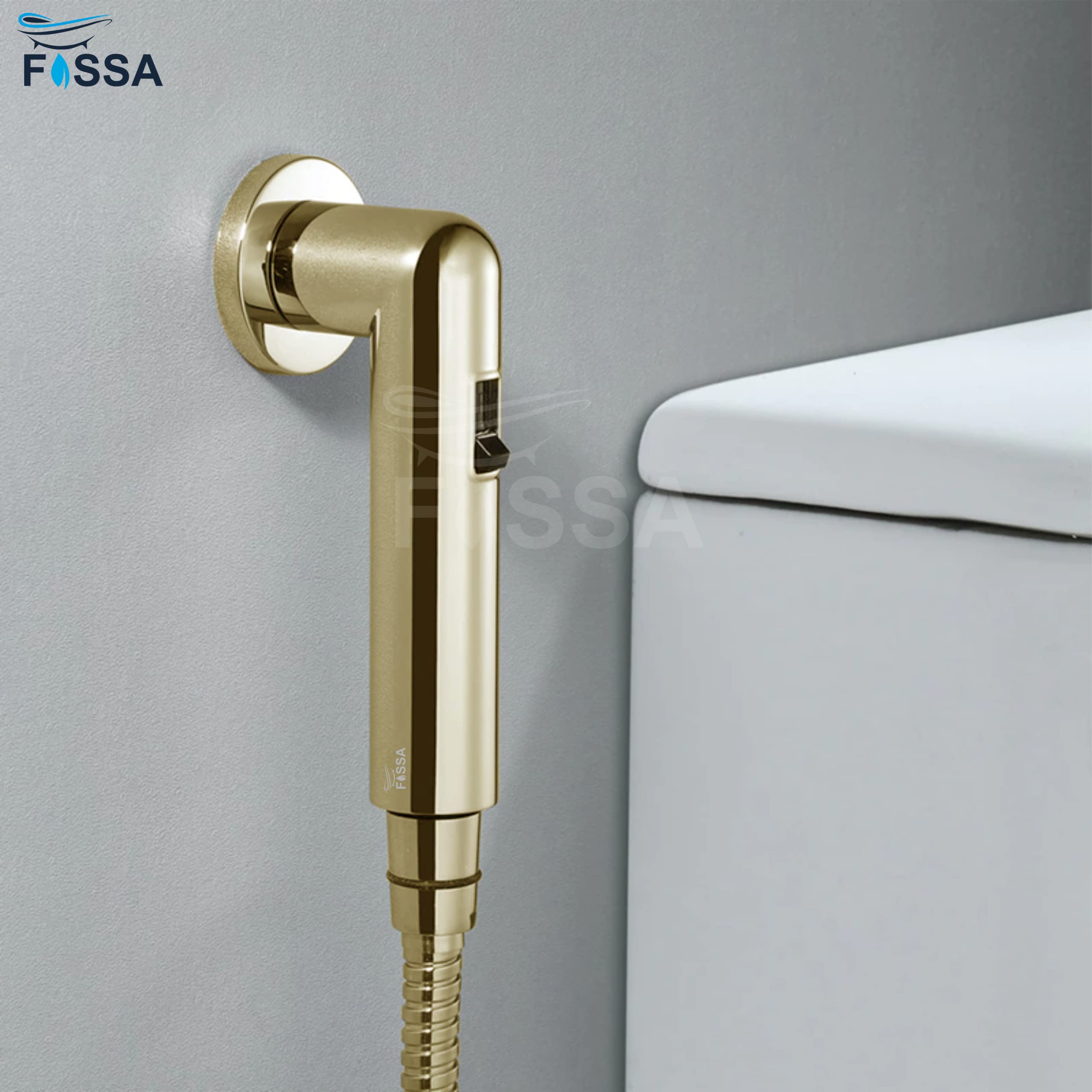 Fossa Magnetic Health Faucet ABS Body | for Toilet Handheld Bidet Sprayer with 1 Meter Stainless Steel Hose Pipe & Magnetic Wall Holder | Gold (Chrome Finish) 3