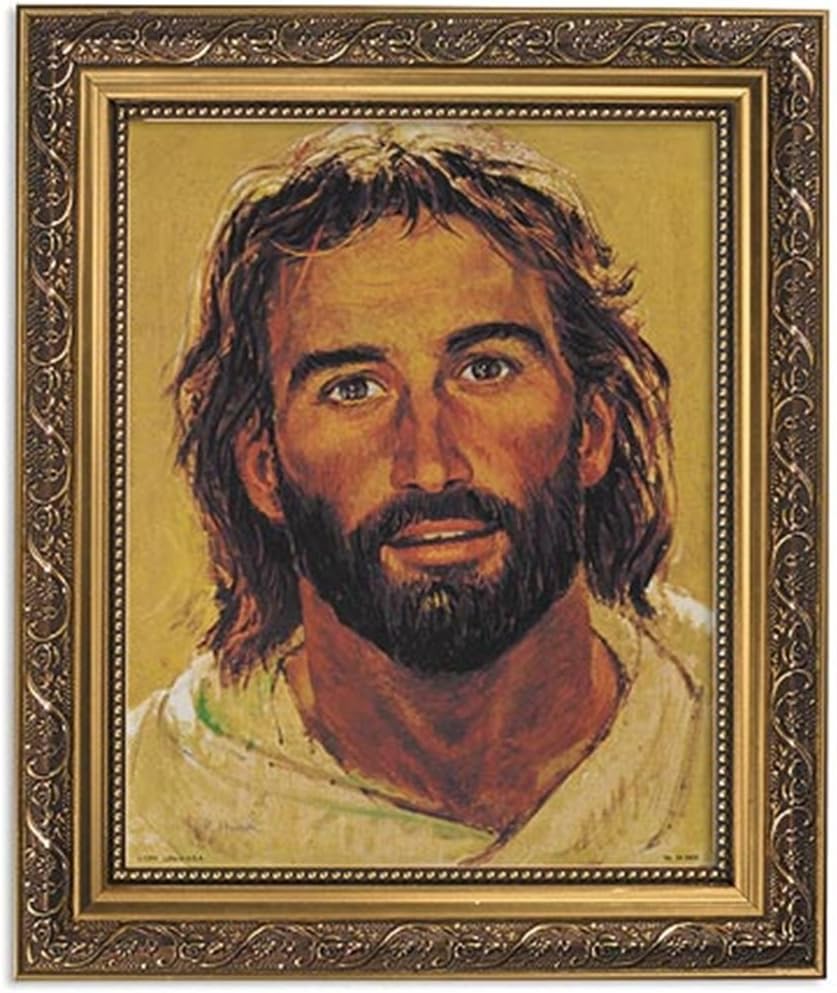 Autom Gerffert Collection Jesus Christ Framed Portrait Print, 13 Inch (Ornate Gold Tone Finish Frame)