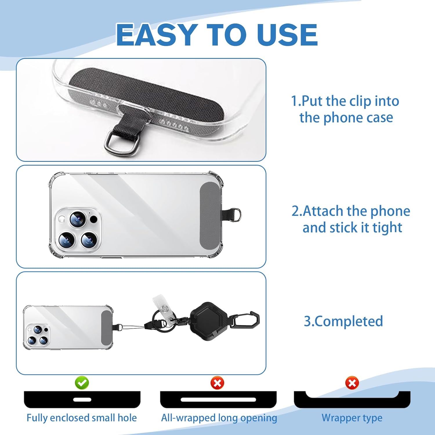 1 Set Magnetic Retractable Keychain, Heavy Duty Carabiner Badge Holder with Phone Tether Tabs, Tactical Id Badge Reel Key Chain with 32” Steel Retractable Cord, Suitable for Hikers Keep Keys and IDs - Image 6