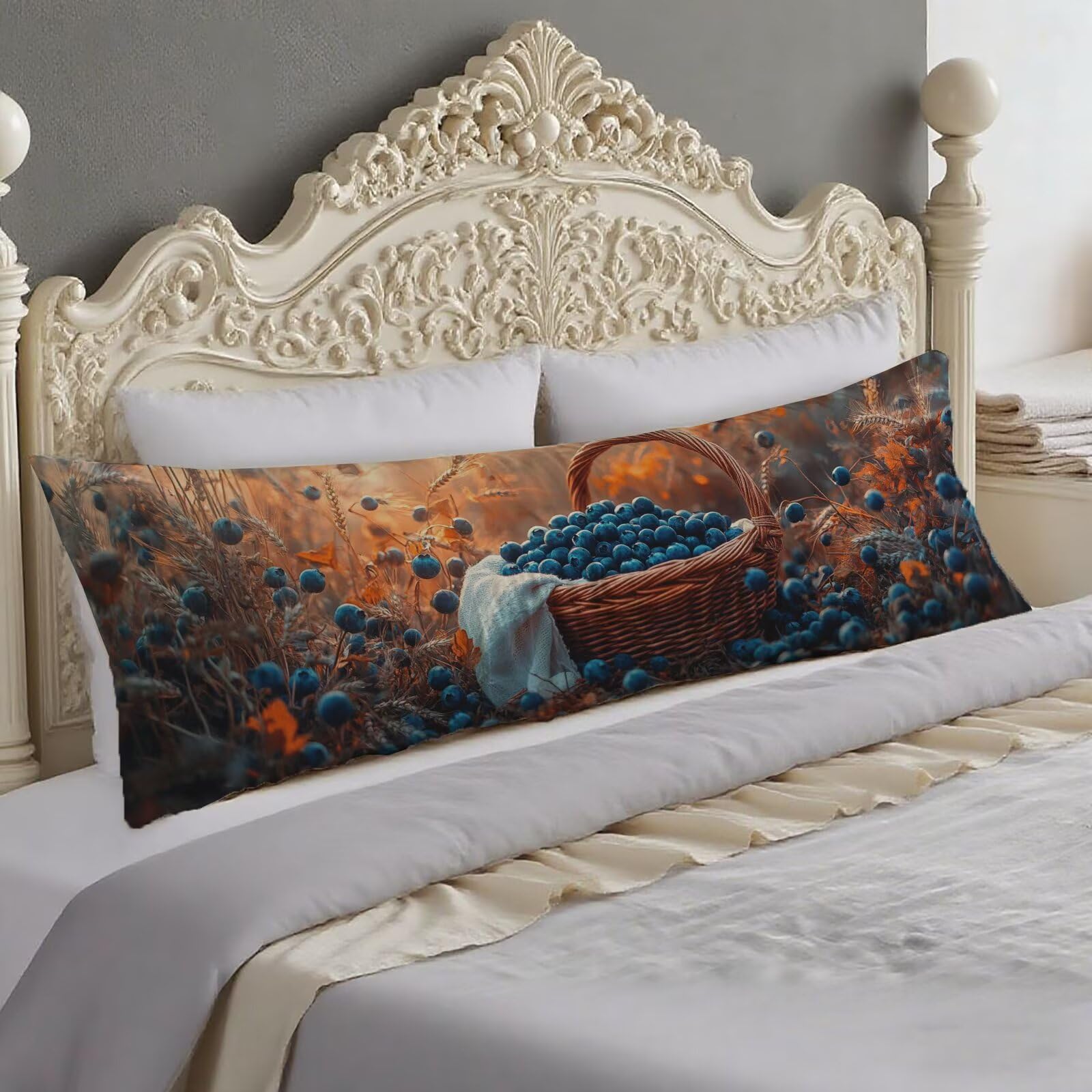 Taie traversin 140 cm marine et terre cuite en velours bicolore reversible O-416
