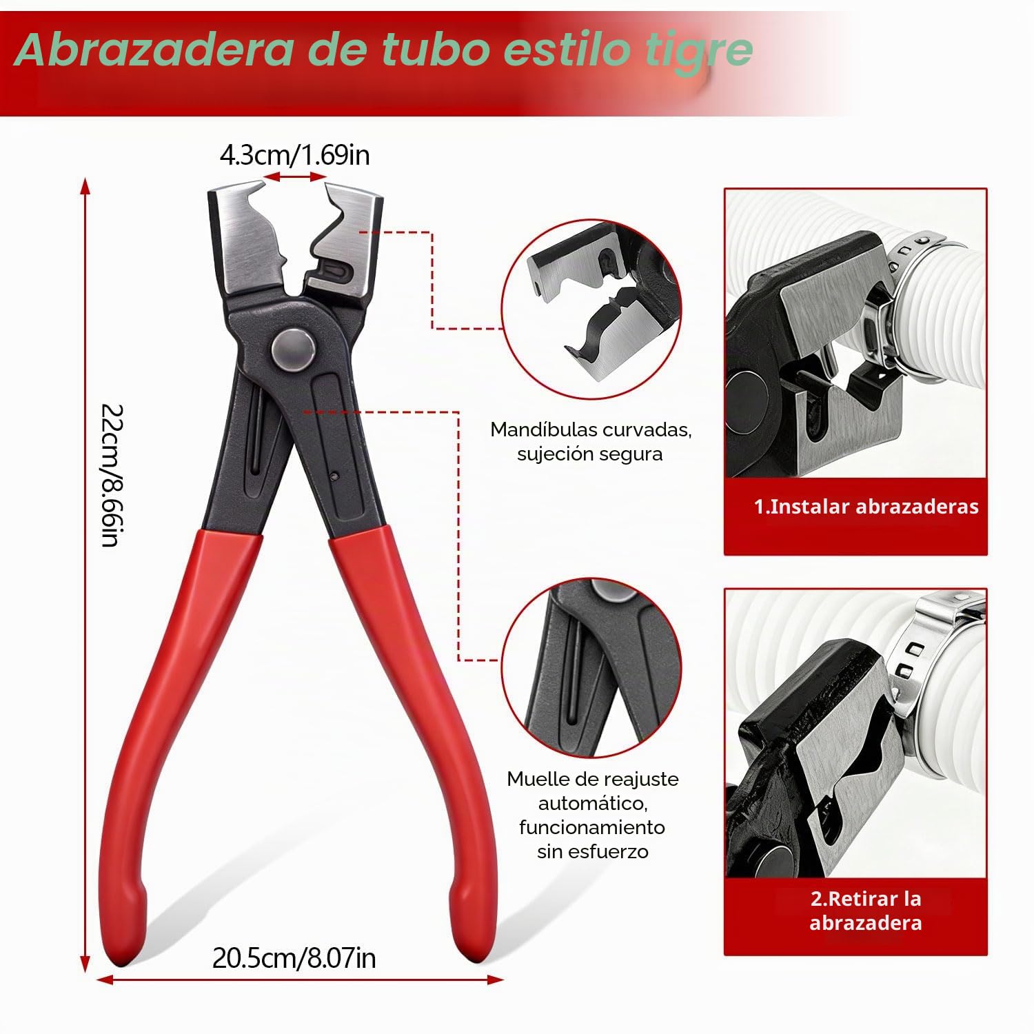 Juego de 4 Alicates Abrazaderas Coche Profesional con Alicate circlips Alicate Corte Alicates Tubos Acero Carbono Alta Resistencia para Abrazaderas Metalicas para Tubos Ferramentas Mecanica Auto