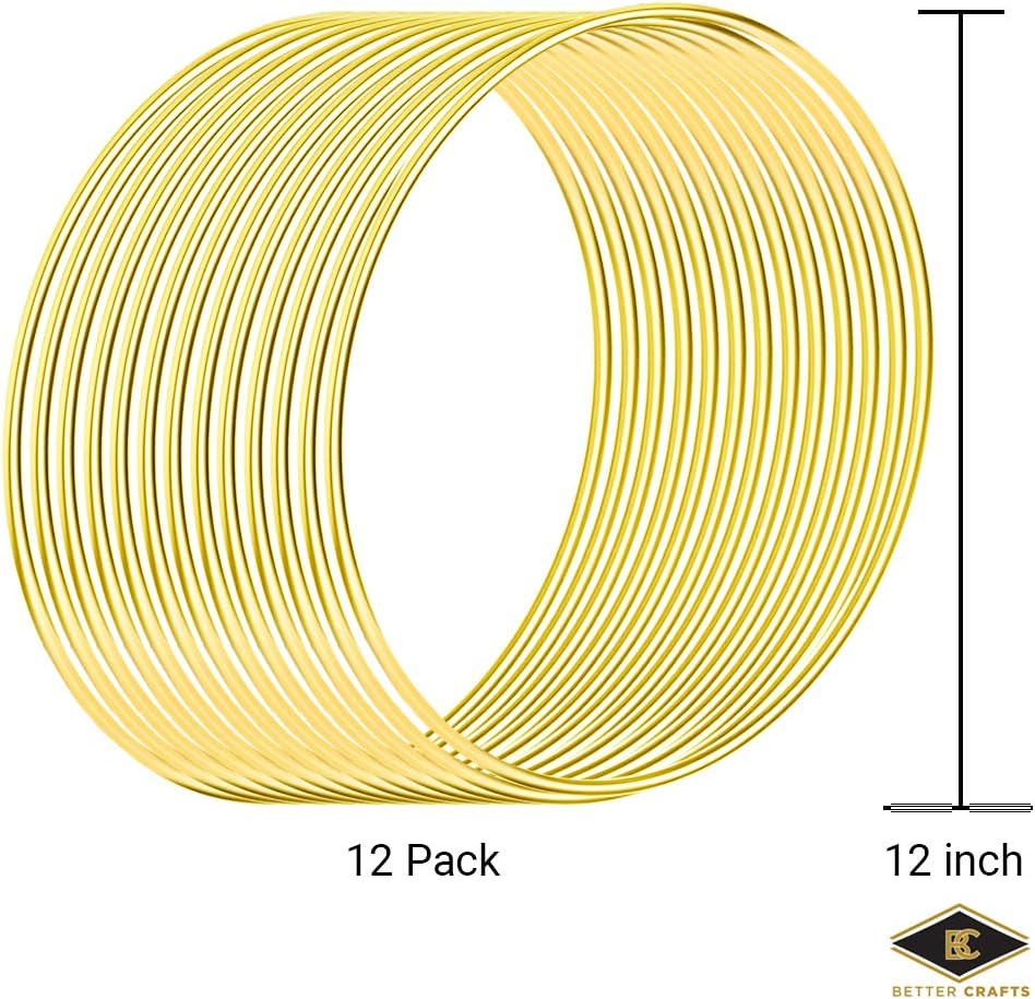 12 Pieces 12 Inch Gold Metal Rings for Crafts, Macrame Hoops for DIY Wall Hanging Dream Catcher Metal Floral Hoop for Weddings image 2