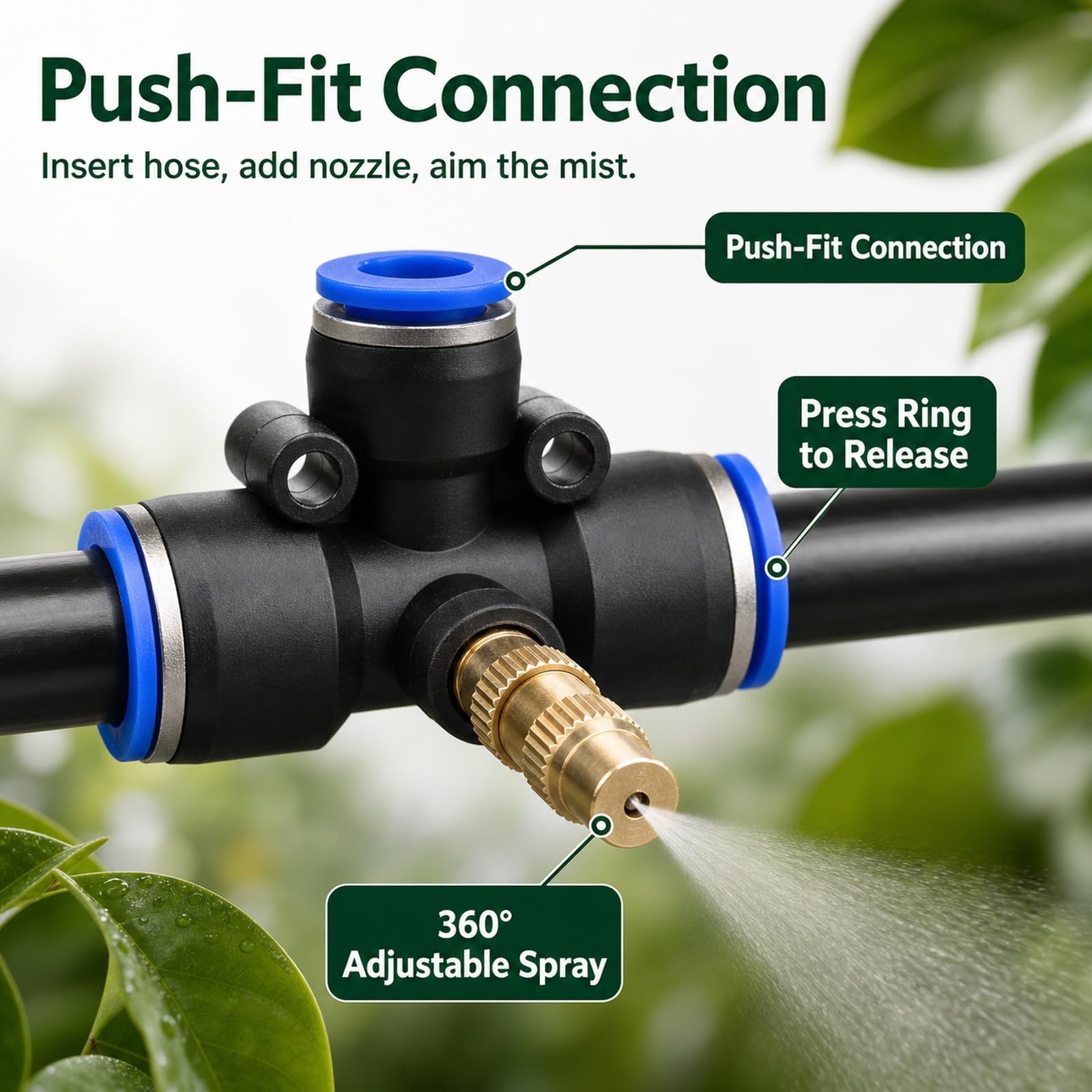 Kit per Sistemas di Irrigazione A Goccia Regolabile,Nebulizzatore d'Acqua per Terrazze,Nebulizzatore per Esterni,Installazione Semplice,Adatto per Fioriere da Balcone