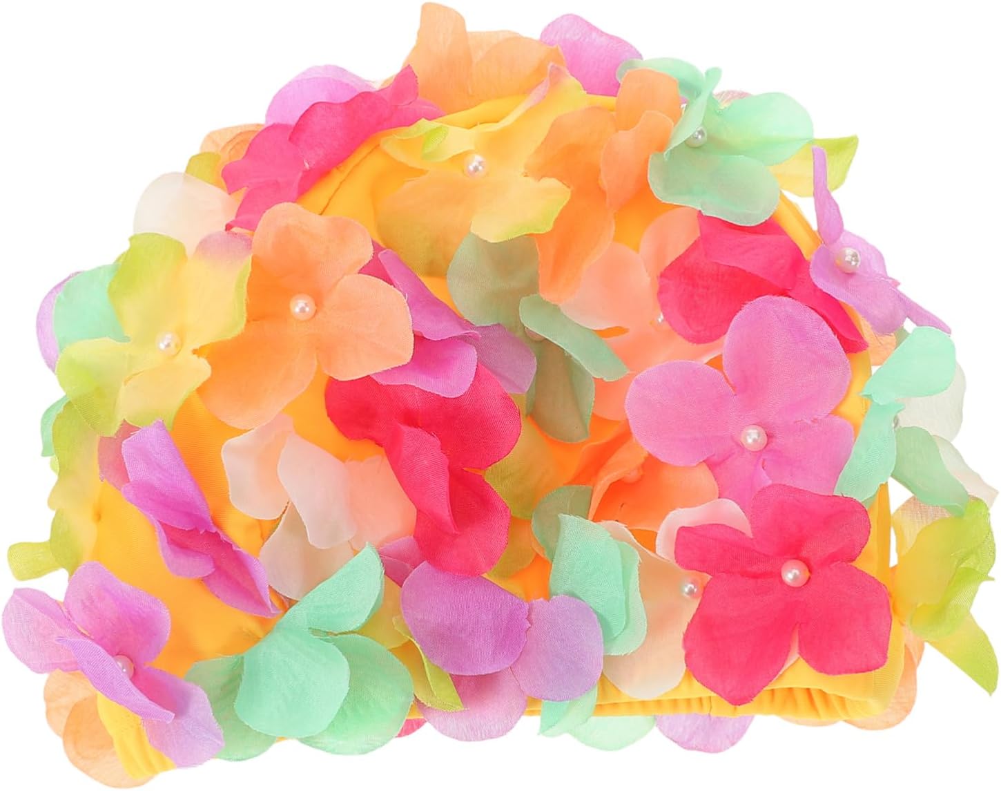 VANZACK 5pcs Flower Decor Swimming Cap for Women Hair Comfortable and Breathable Swim Hat Lightweight Petal Design for Spa Bathing and Swimming