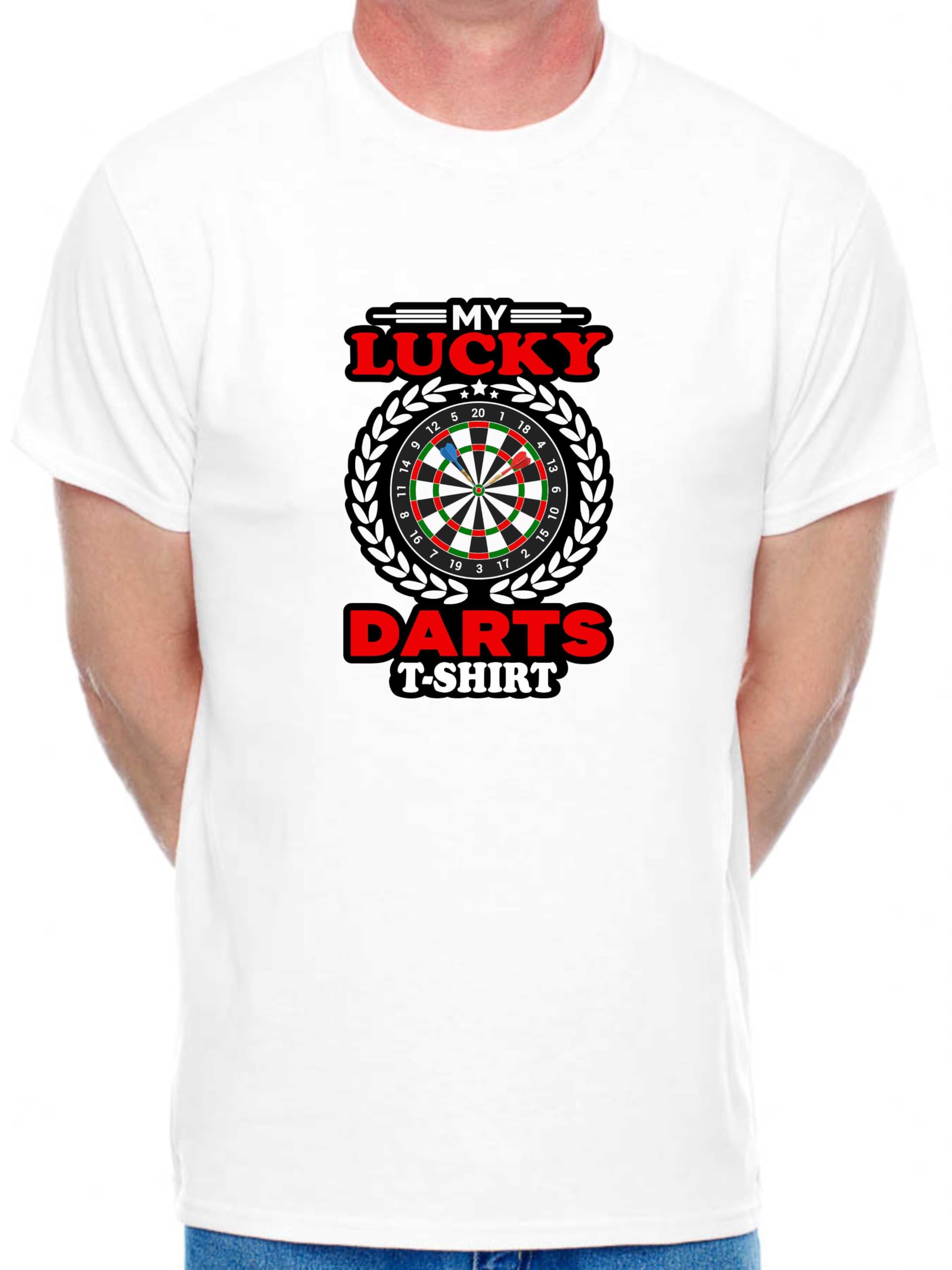 Print4U Mens T-Shirt My Lucky Darts Funny Tee Birthday Large White