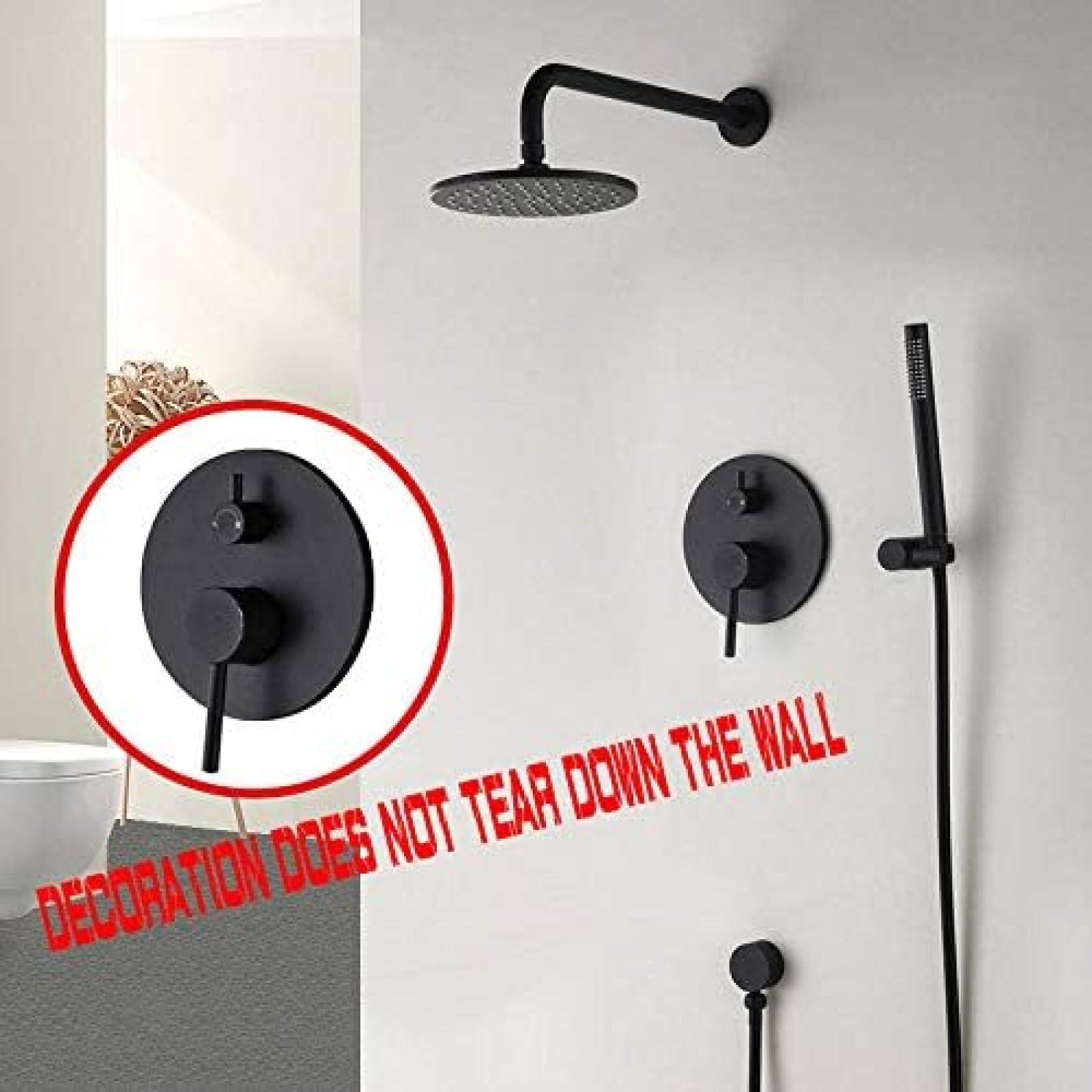 Soffione Doccia a Parete in Ottone Nero Set Doccia Miscelatore Rubinetto Bagno Set doccetta