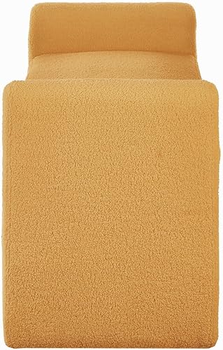 Miniatura 13 de 24KF Banco de cama tapizado moderno cubierto con tela de peluche suave Boucle, precioso banco de entrada otomano con reposabrazos, 5062-negro Banco