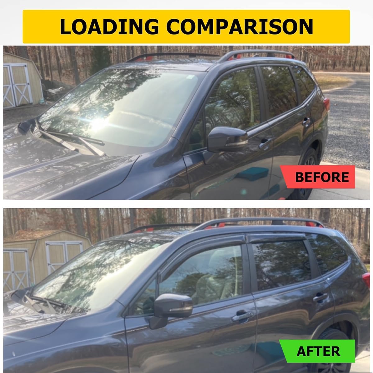 Side Window Wind Deflector fit for 2015-2019 Subaru Outback, 4pcs Outside Mount Style Tape-On Nice Rain Guards Set,Dark Smoke Window Vent Visors 94376 Car Accessories