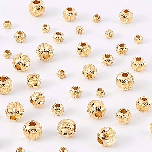 Miniatura 6 de BENECREAT 80 cuentas espaciadoras chapadas en oro de 18 quilates, 4 tamaños, cuentas redondas de metal para collares, pulseras y fabricación de