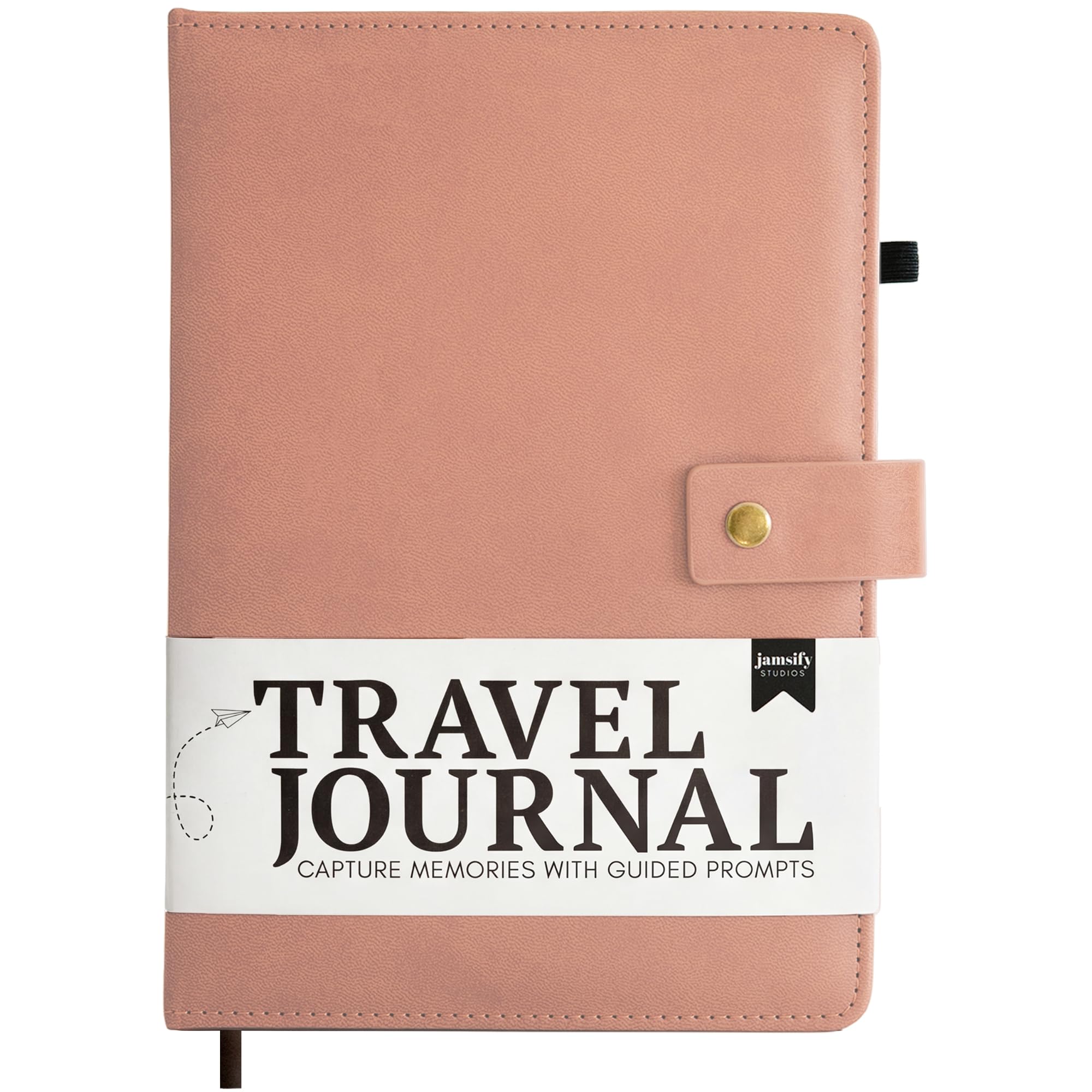Travel Journal with Prompts (Hardcover) 2nd Edition - Vegan Leather Adventure Essential - 2-Page-A-Day Travel Journal (40 Days) for Women Men Nonbinary - A5 Daily Diary &amp; Traveler Notebook - Gift - Present - Blush Pink