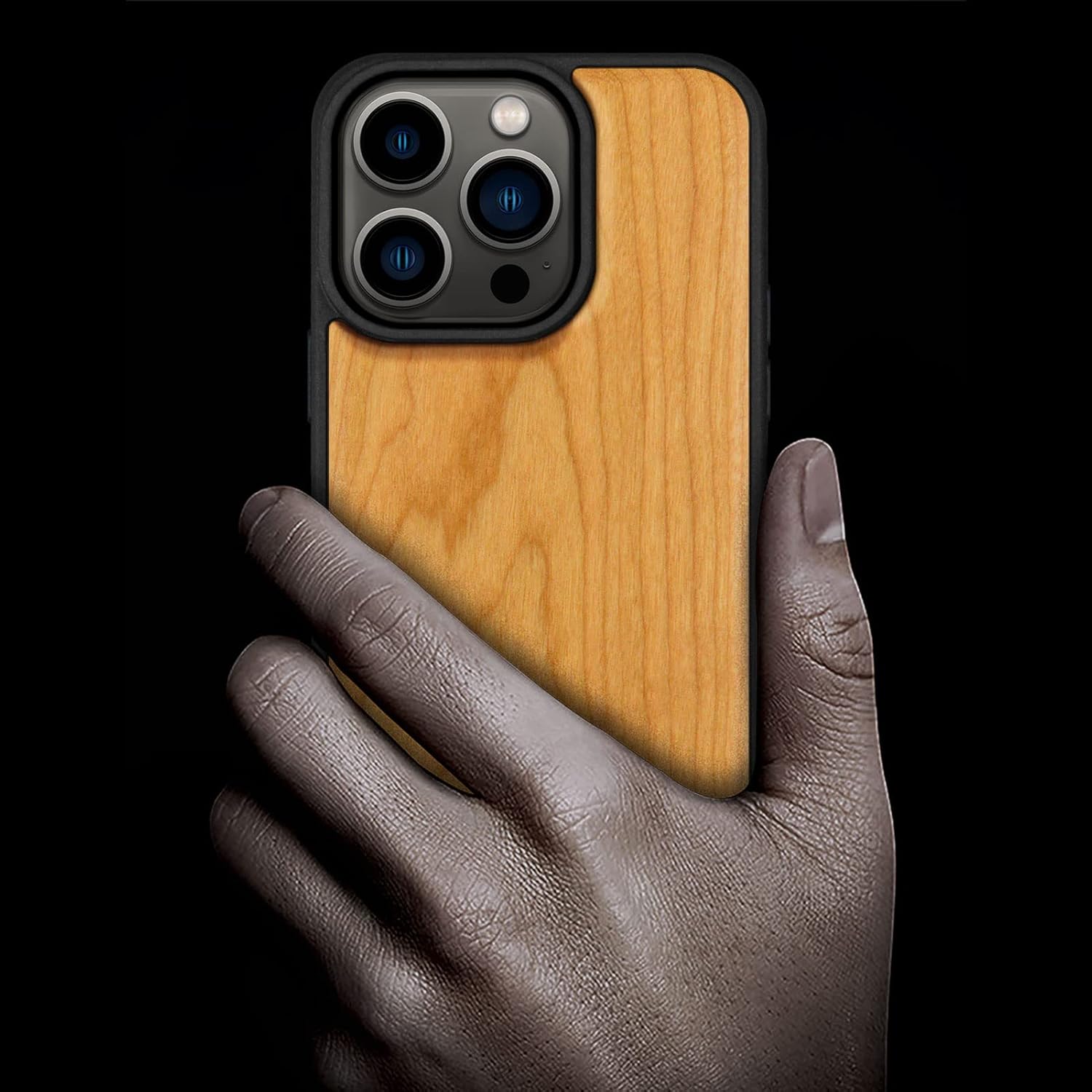Carveit Magnetic Wood Case for iPhone 14 Pro - Natural Wood & Black Soft TPU - Shockproof Protective Cover - Unique & Classy - Compatible with MagSafe