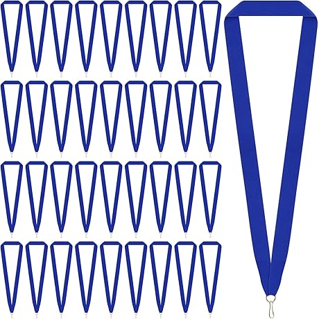 30 Pack Medal Ribbons Award Ribbons for Medals Neck Medals with Snap Clips