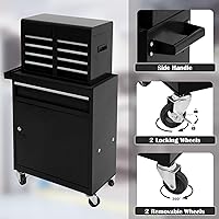 Vista 5 de SUN & SUMMER 5-Drawer Rolling Tool Chest with Wheels Tool Storage Organizer Cabinets with Lockable Drawers Tool Box with Adjustable Shelf Tool Chest