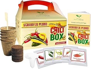 Magic of Nature Scharfer Pedro - Chili Samen Anzuchtset - 5 beliebte Chili Sorten zum Selberzüchten oder zum Verschenken