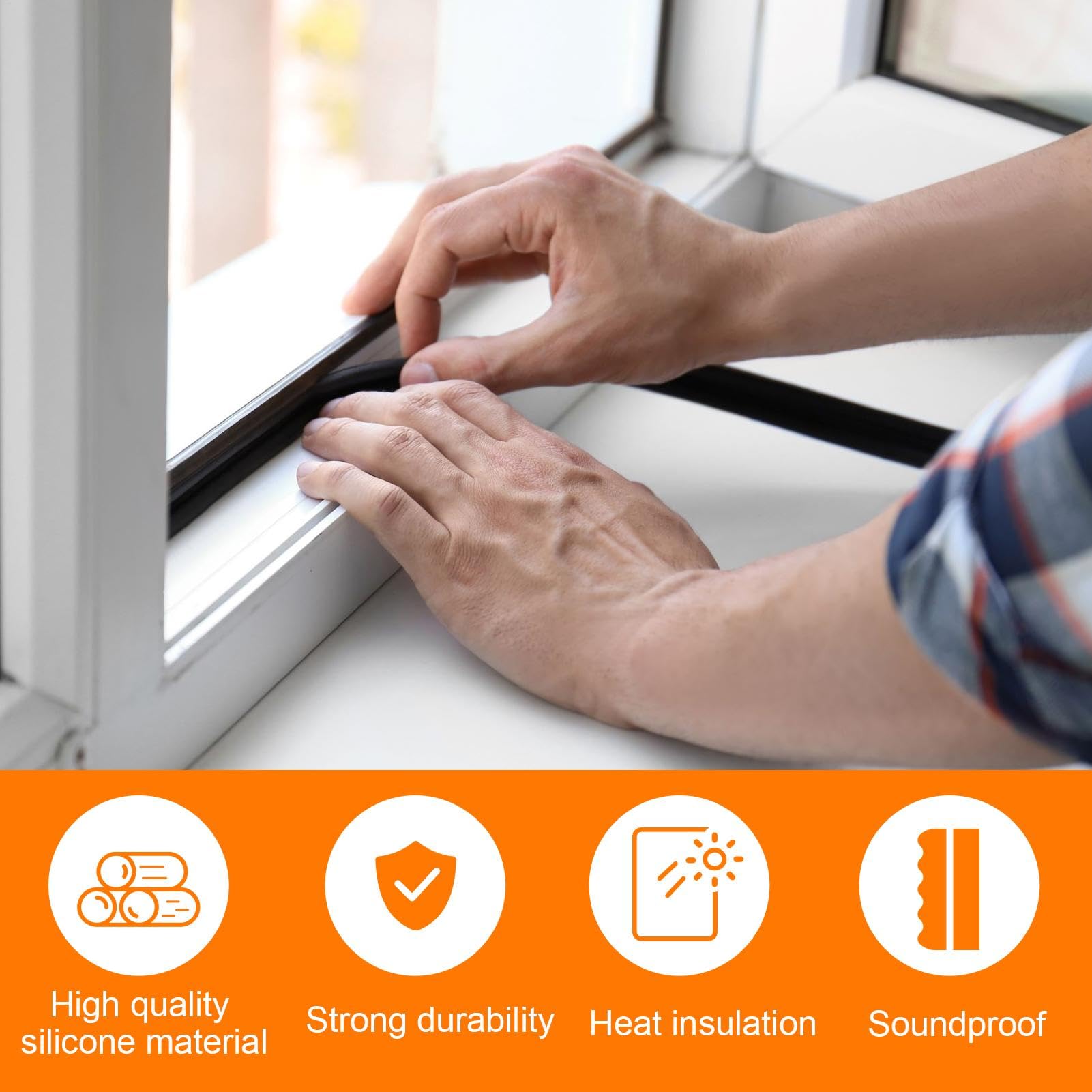 Nastro Paraspifferi Porta paraspifferi silicone termico porta inverno | Fonoisolante Nastro Isolante per Finestre Pellicola Isolante Termica Clima Freddo Casa Hotel Bagno Camera da Cucina