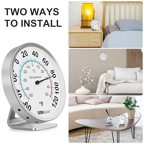 Miniatura 4 de Termómetro analógico de 5 pulgadas para interiores y exteriores, termómetro analógico para actualización de temperatura, termómetros de pared de