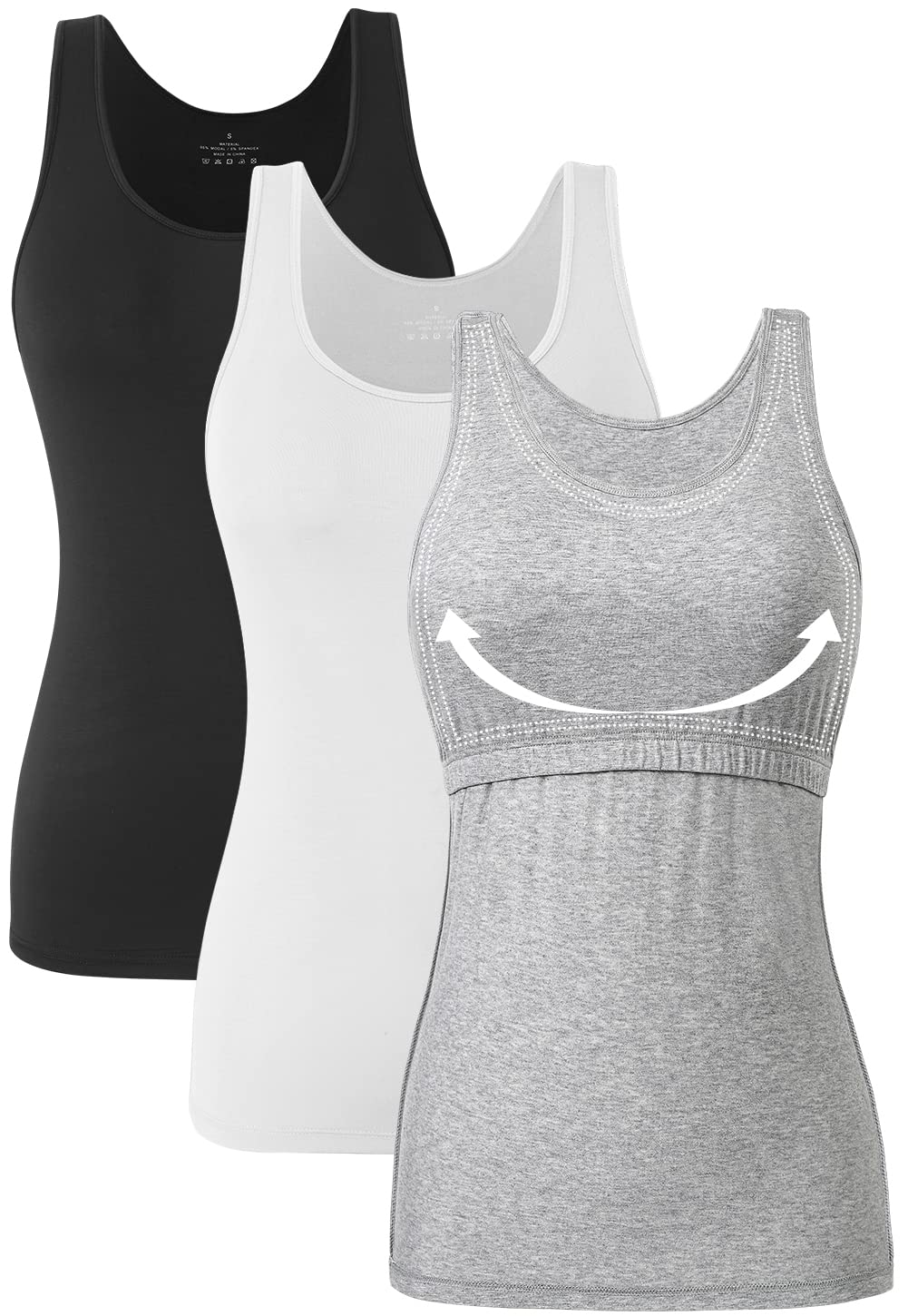 Orrpally Basic Tank Top with Bra 3-Pack