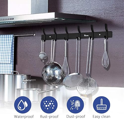 Miniatura 3 de Percha Percha Perchero 6 Ganchos Heavy Duty Ropa Sombrero Holder Aleación Aluminio Negro