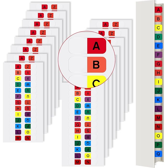 Buy 416 Pcs AZ Tab Dividers for 3 Ring Binders Multicolor Tabs