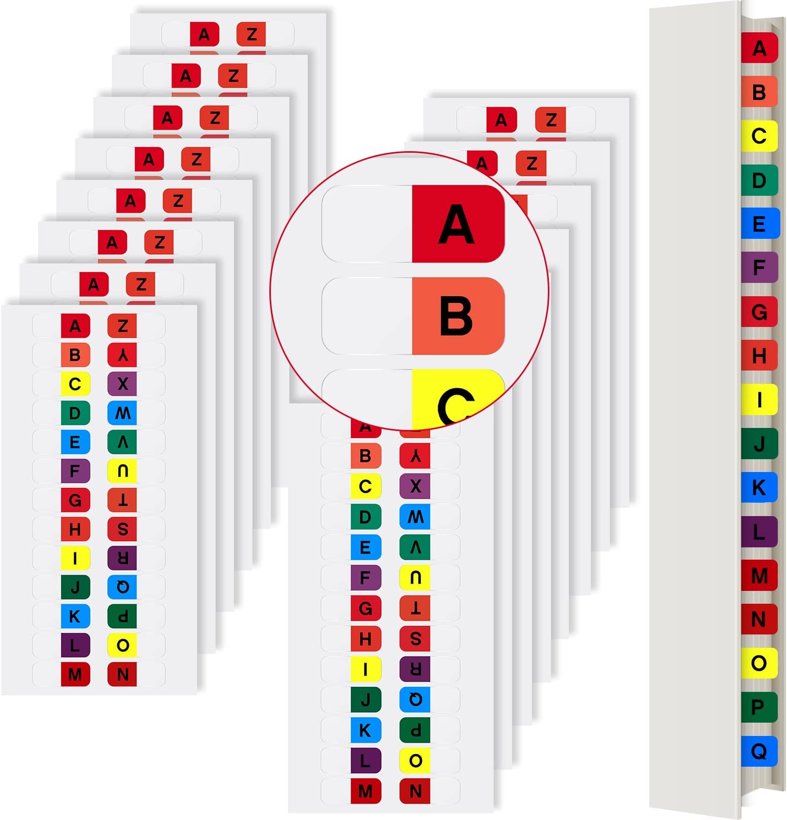 A-Z Tab Dividers for 3 Ring Binders Multicolor Tabs Alphabet of Contents Index Dividers Alphabetical Binder Divider for Notebook File Page Address Book Folder(416 Pieces)