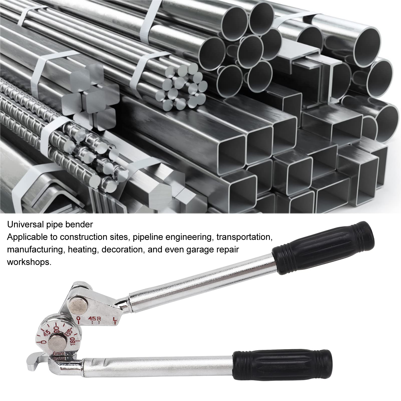 Piegatubi 0-180 Gradi,Piegatubi, Piegatubi Manuale Per Tubi in Acciaio Sottile in Alluminio Rame da 6mm Per Tubi in Acciaio Sottili