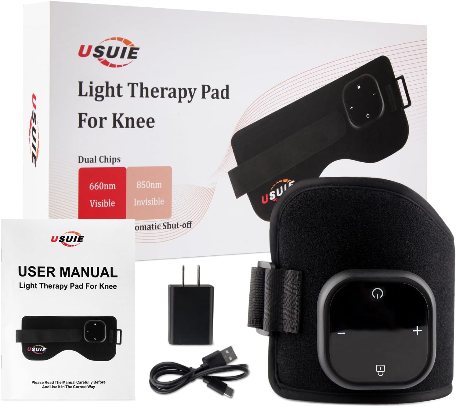 Leg Heating Pad Wrap with Red Light Therapy for Knee & Leg Pain Relief, Muscle Injuries, RLS & More, 3 Infrared Heating Modes, Cordless Use for Elderly & Athletes