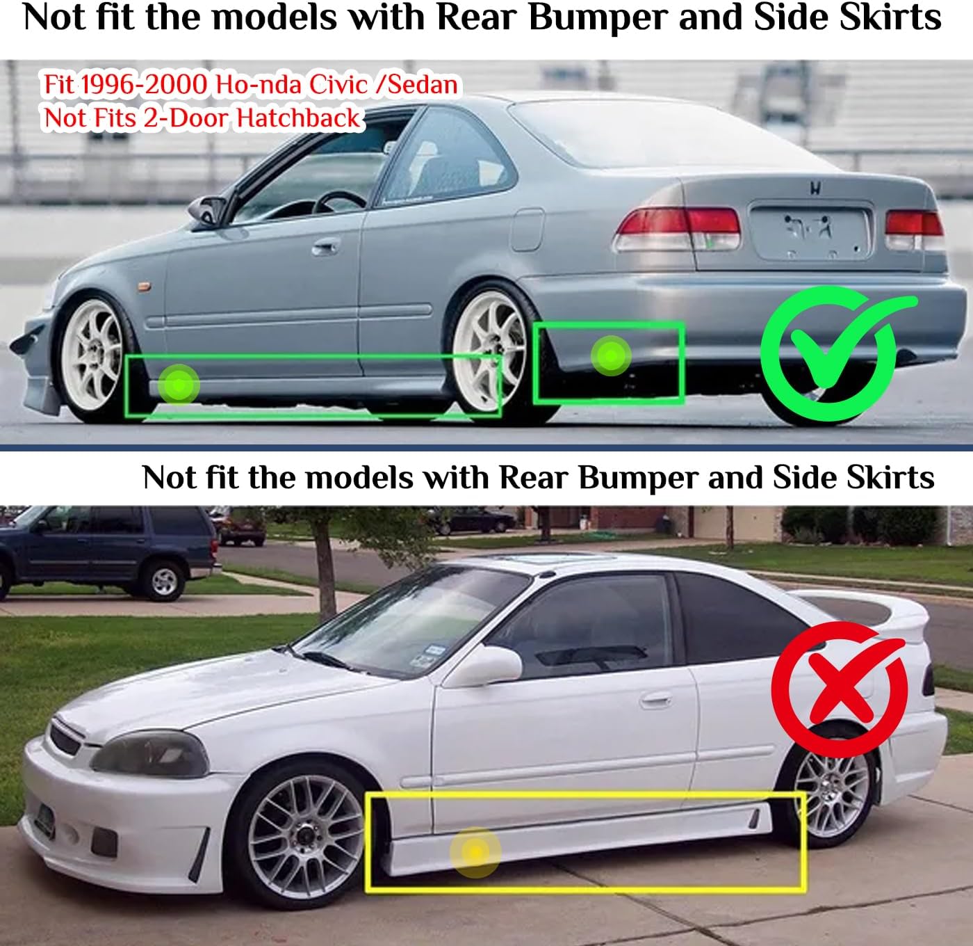 Mud Flaps Fit for 1996-1998 Ho-nda Civic 2-Door Coupe/4-Door Sedan (Not Fits 2-Door Hatchback), Dedicated Mudguard for Four Seasons Protection, Front and Rear