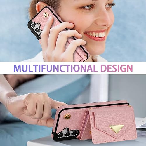 Miniatura 3 de Asuwish Funda para teléfono Samsung Galaxy A14M14 5G con tarjetero y ranura para tarjeta de crédito, soporte para hombro, correa cruzada, cordón