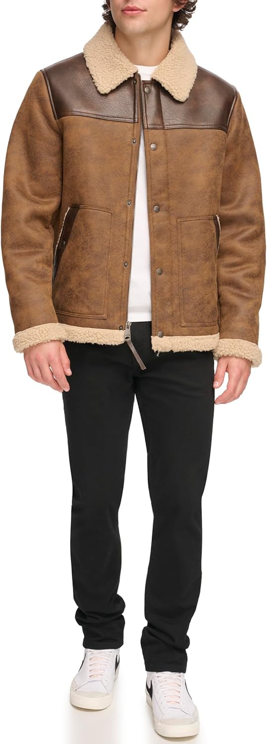 Levi's Men's Mixed Media Faux Shearling Jacket - Image 2