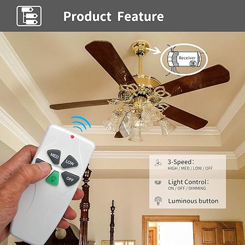 Miniatura 2 de FAN28RFAN-53T Kit + Fan-53T - Kit de control remoto universal para ventilador de techo para Harbor Breeze Hunter Hampton Bay Litex, reemplazo