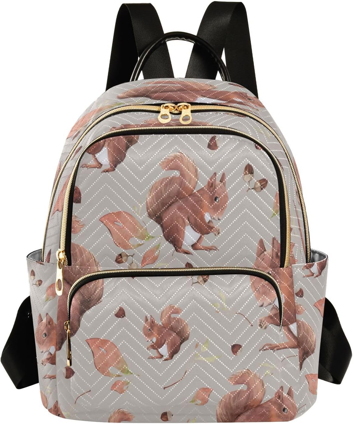 ALAZA Brown Squirrels Leaf Retro Women Backpack Purse