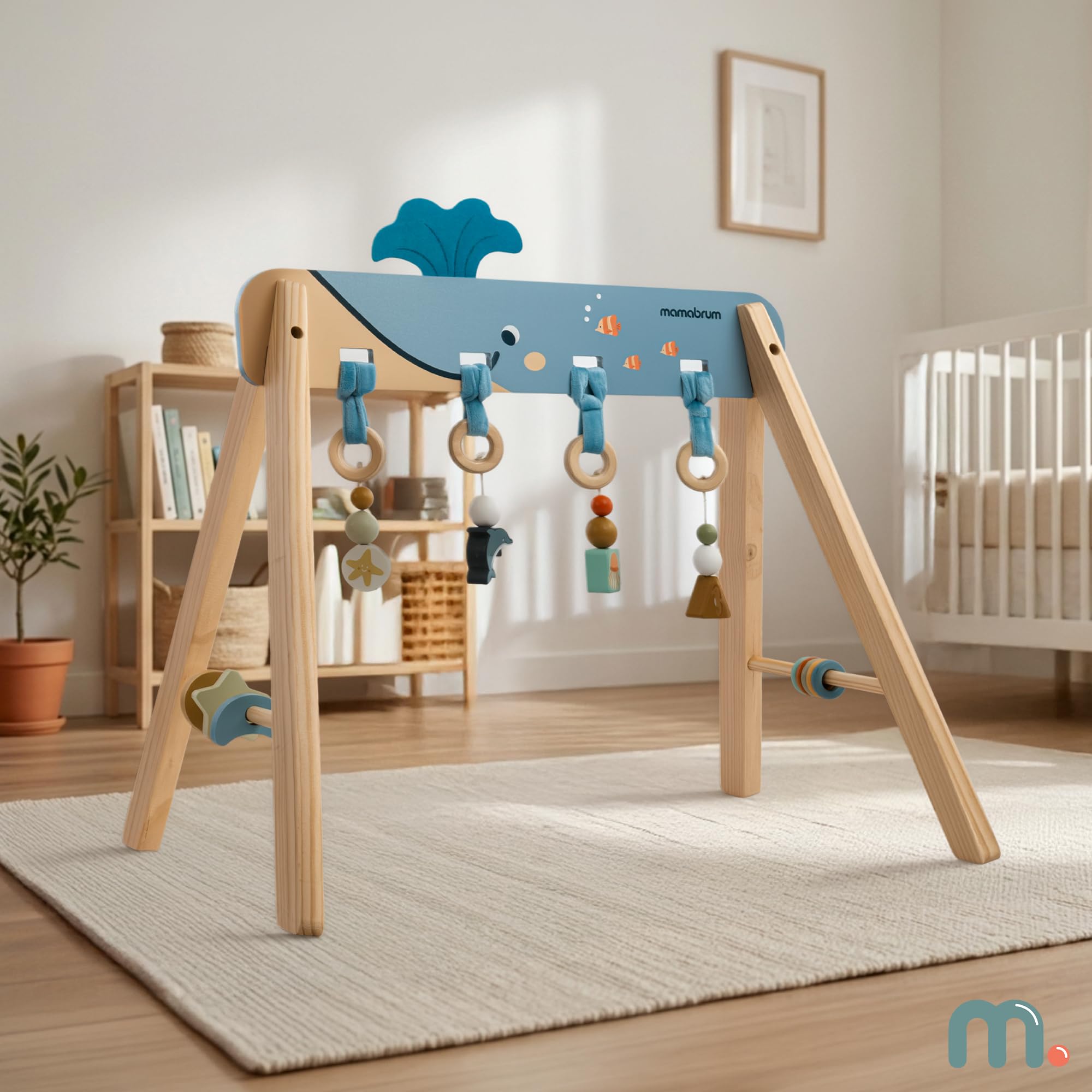 Support éducatif en bois Montessori pour bébé avec suspension sensorielle Océan