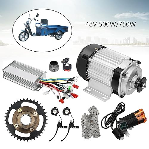 Miniatura 6 de Kit completo de motor eléctrico sin escobillas, 48 V, 750 W/500 W, kit de conversión de triciclo de bicicleta eléctrica, scooter, bicicleta