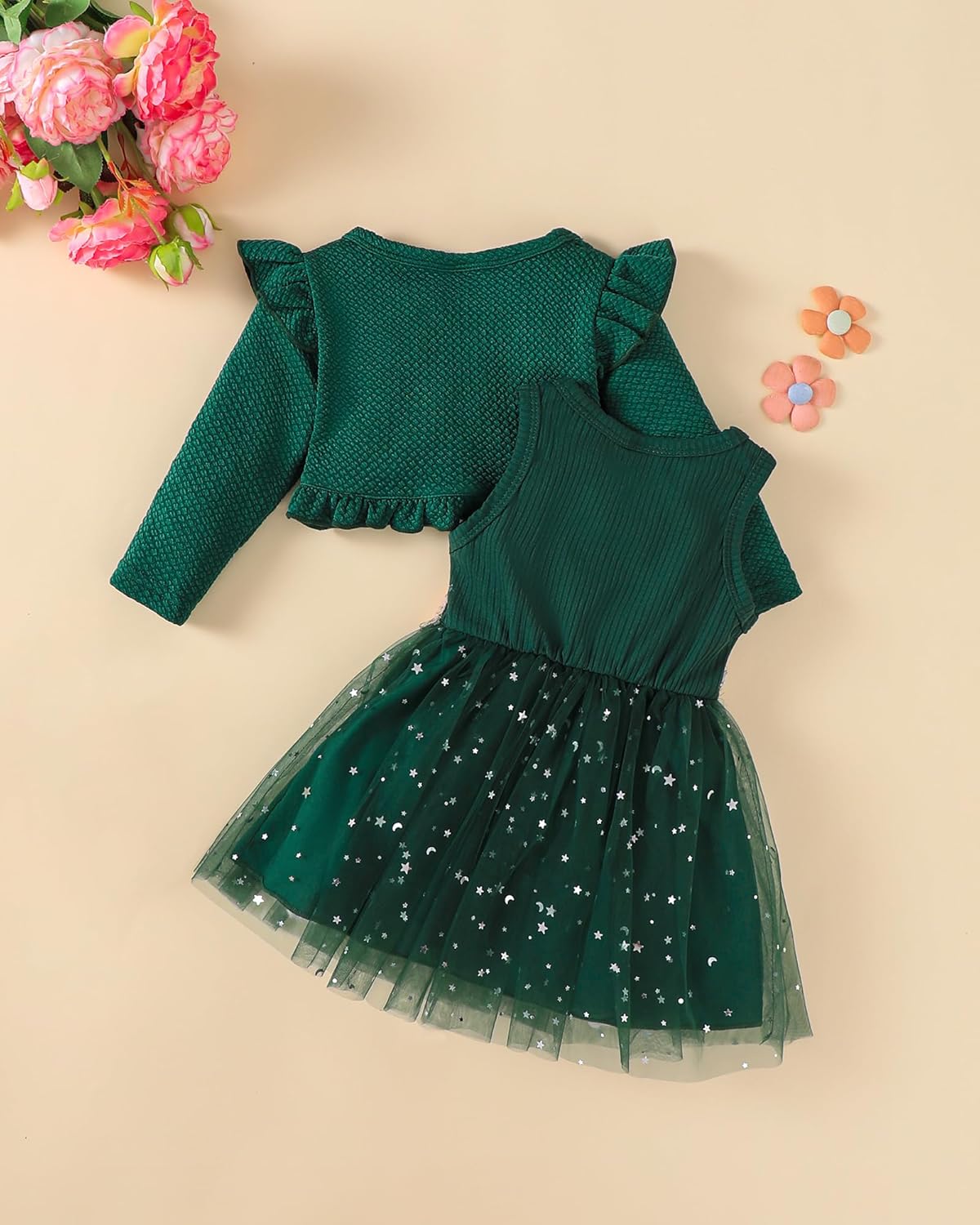 Renotemy Newborn Baby Girl Flower Dress Toddler Tutu Tulle Dress Princess Wedding Birthday Party Dresses for Girls 3M-3T - Image 5