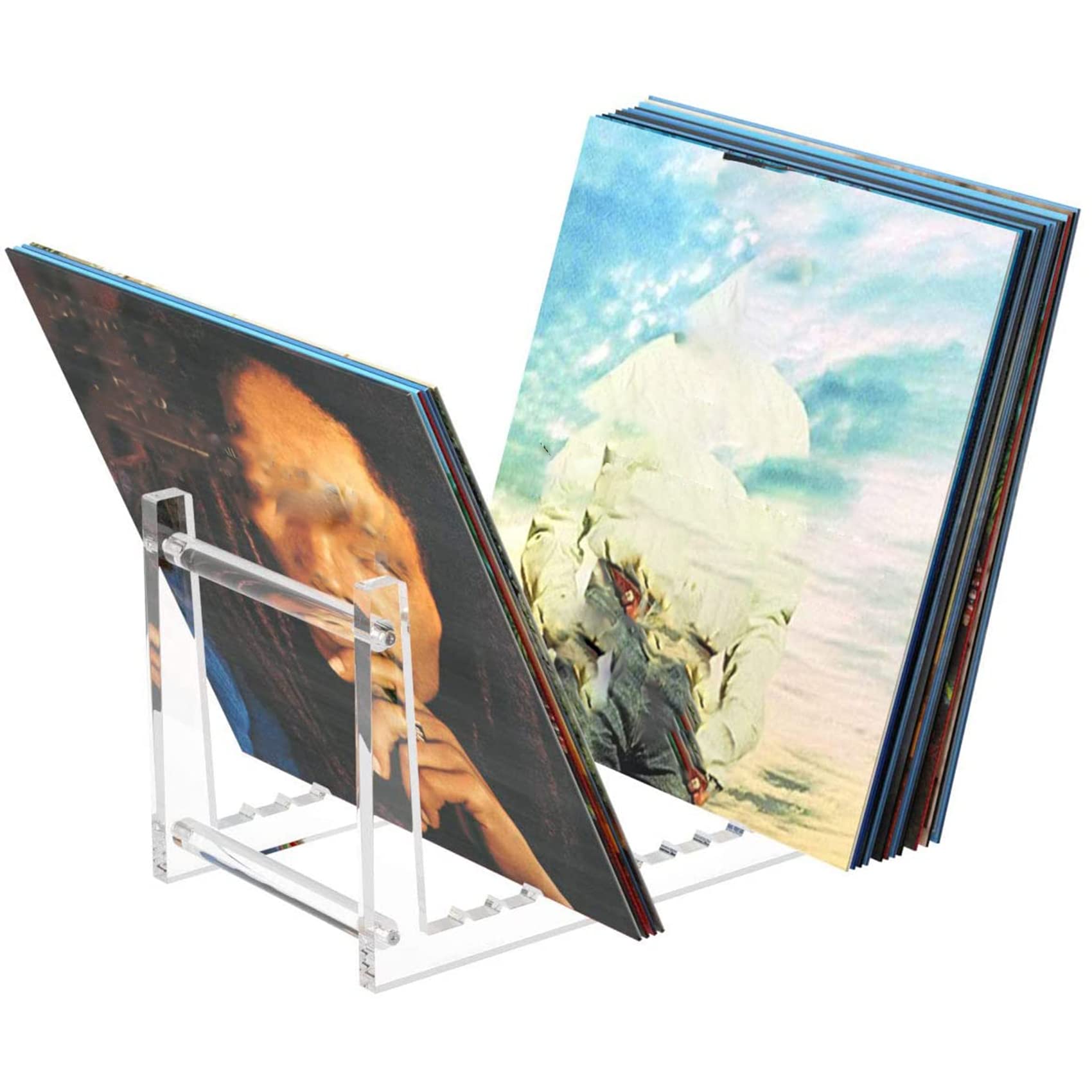 2 Fermalibri In Acrilico Trasparente | Reggilibri Da Scrigno Per Dischi Vinile E Libri | Dimensioni 12x10x8,8 Cm | Portatile E Moderno