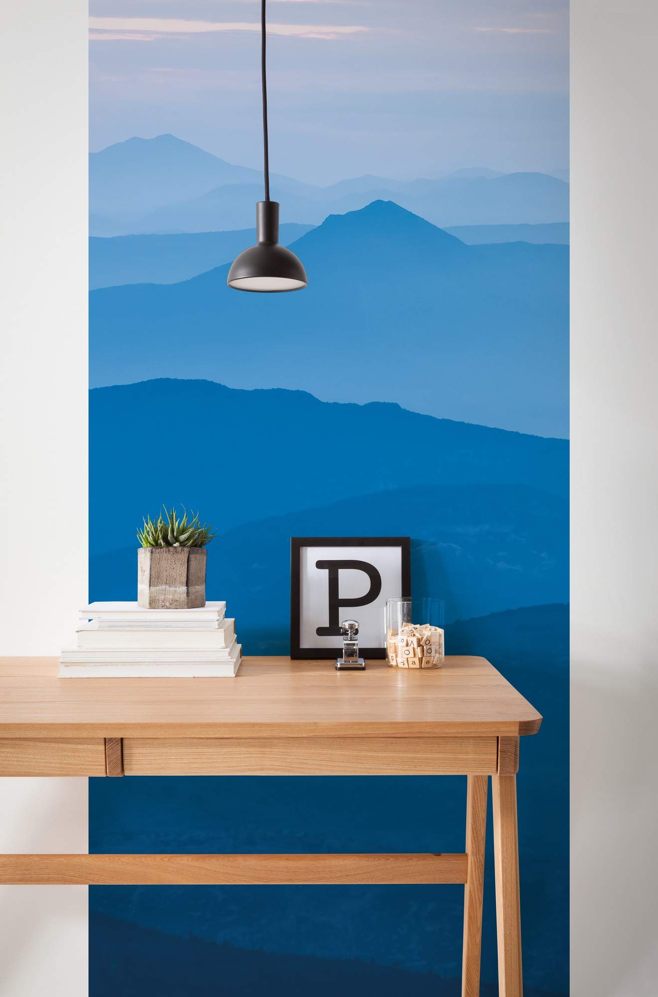 Komar Non-Woven Photo Wallpaper Blue Mountain Panel 100 x 250 cm (Width x Height), Colourful