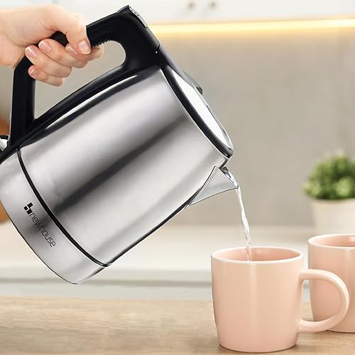Miniatura 7 de Newhouse NHEK-001 - Hervidor eléctrico de acero inoxidable de 1200 W, 60 onzas líquidas, 1.7 L, tetera eléctrica para agua hirviendo, hervidor de té