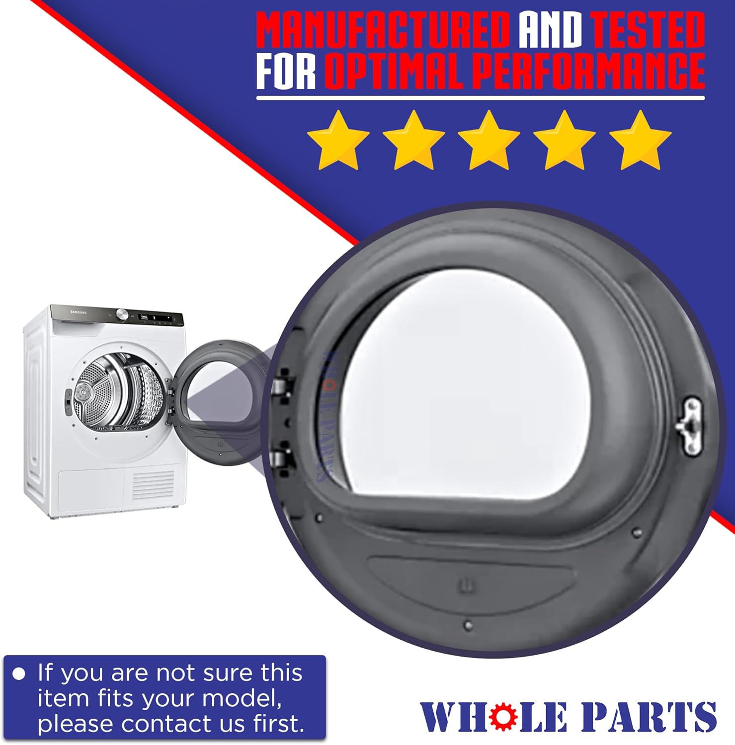 Upgraded Whole Parts Dryer Door Gasket Seal (Gray) Part# DC62-00262A - Replacement & Compatible with Some Samsung Dryer