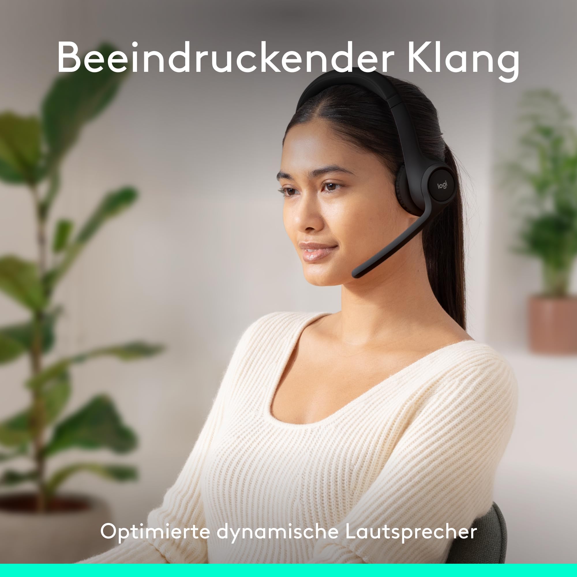 Logitech Zone 300 Wireless Bluetooth Headset mit Mikrofon inkl. Geräuschunterdrückung, kompatibel mit Windows, Mac, Chrome, Linux, iOS, iPadOS, Android - Schwarz