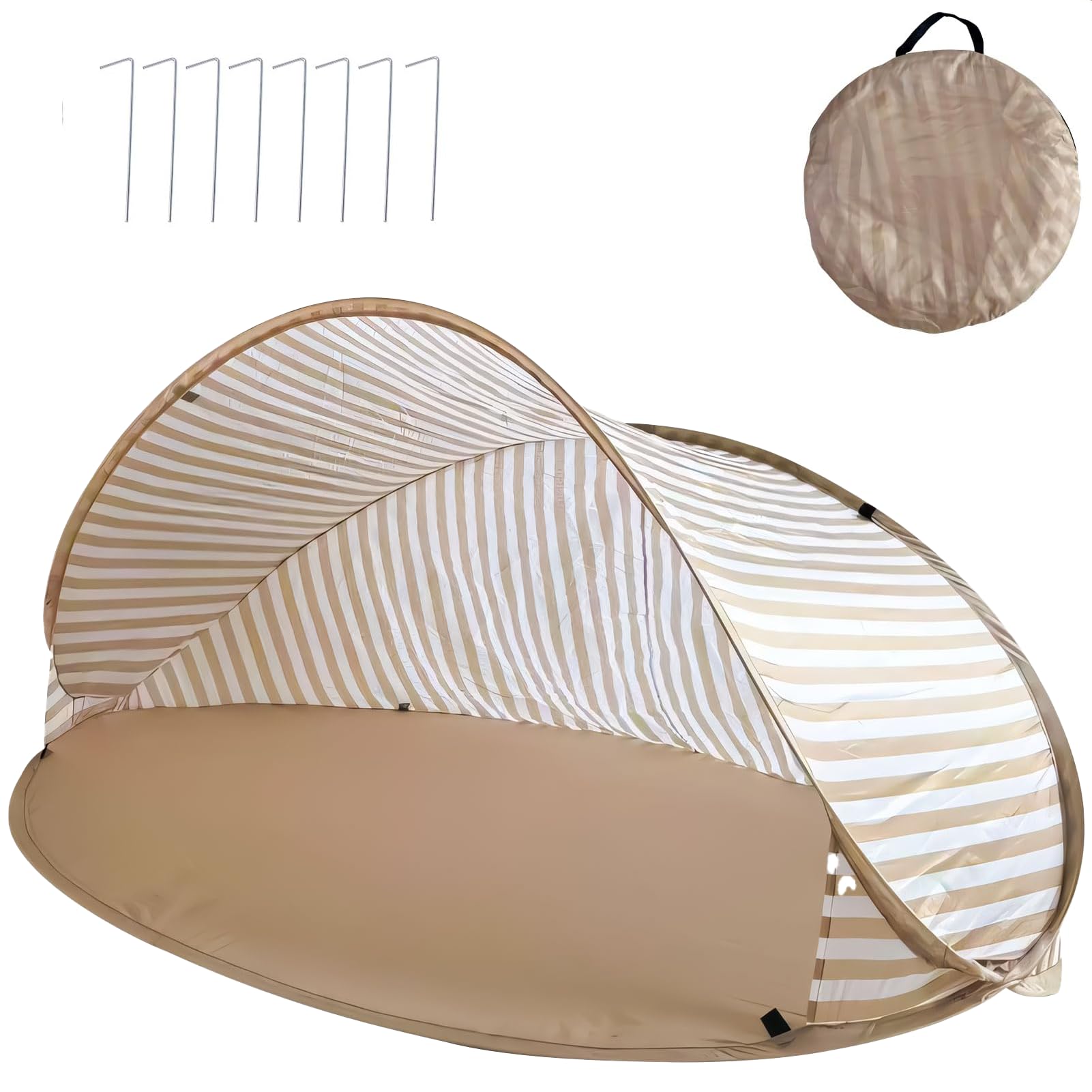 Strandmuschel Baby Uv Schutz 50, Tragbar Windschutz Strand Zelt, 2-3 Personen Strandmuschel Pop Up, Strandzelt, Kleines Packmaß, Inkl. Tragetasche Und Bodenheringe (A)