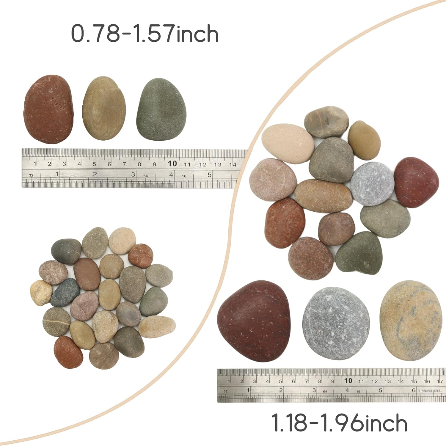 20LB Mixed Stones Pebbles River Rocks, Natural Beach Pebbles, 0.8-1.5" Decorative Rocks- Ideal for Garden Landscaping, Home Decor, Aquariums, Painting, Crafting and Gifts, Mixed Colors