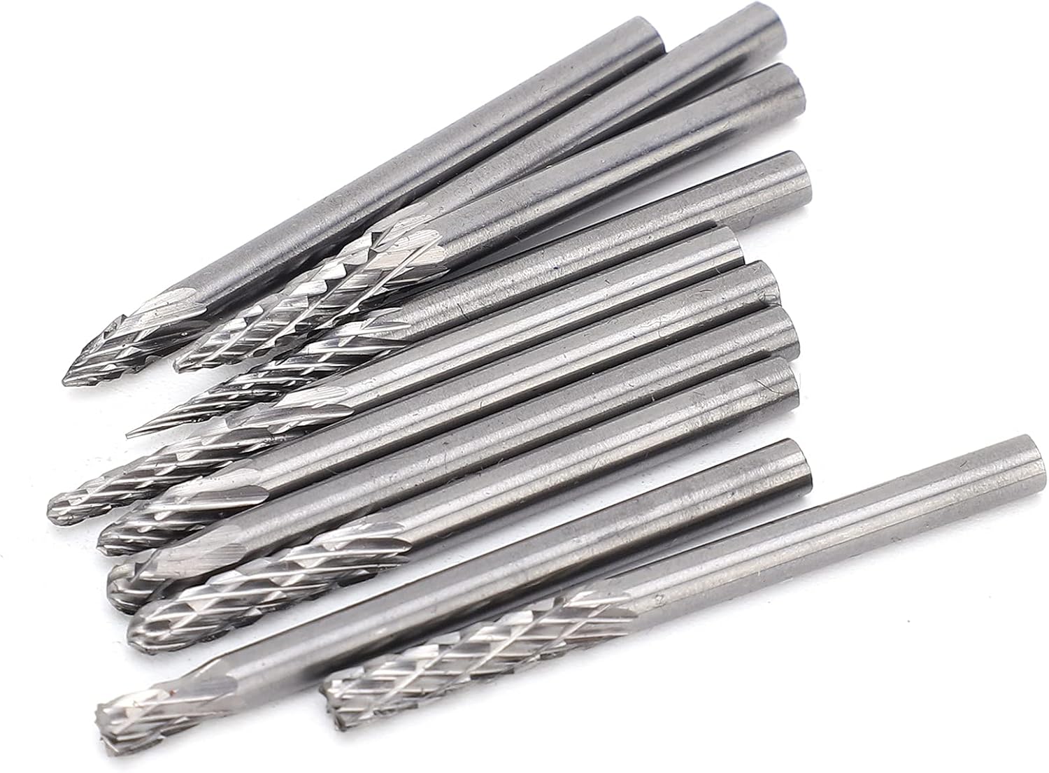 10Pcs Tungsten Steel Grinding Head, Double Groove Milling Drill Bit Cutter, Rotary File 3x3mm for Woodworking, Cemented Carbide Engraving Tool with High Hardness and Anti - Corrosi
