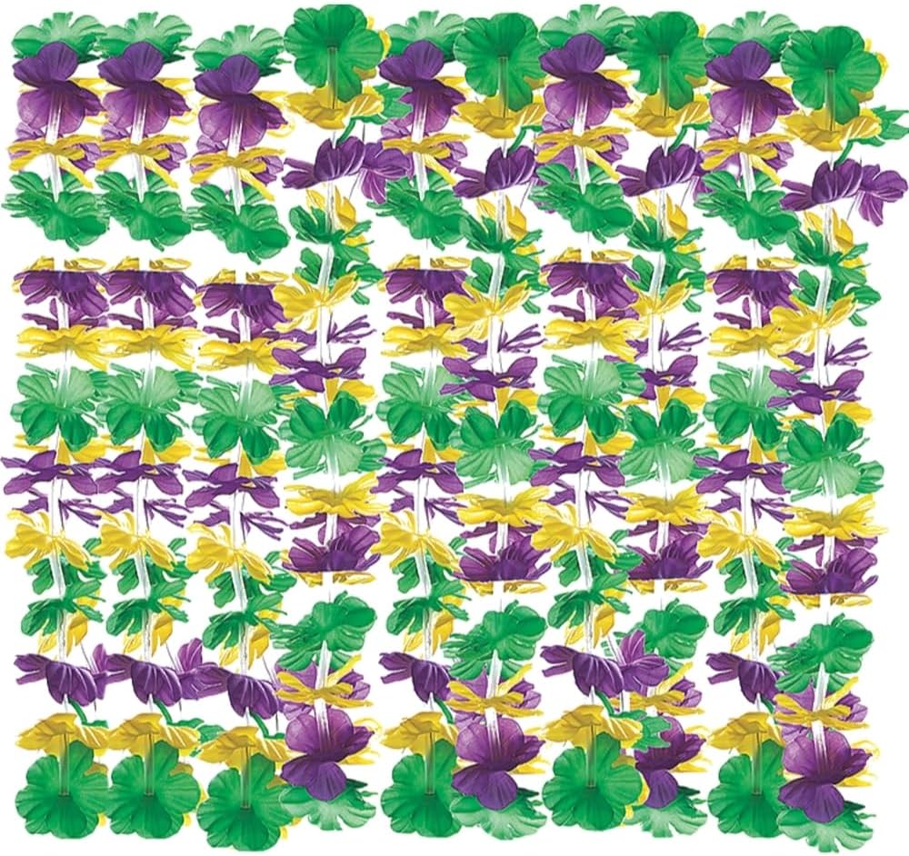 Fun Express Mardi Gras Light Up Leis - Set of 12 Flower Neclaces - Mardi Gras Party Supplies