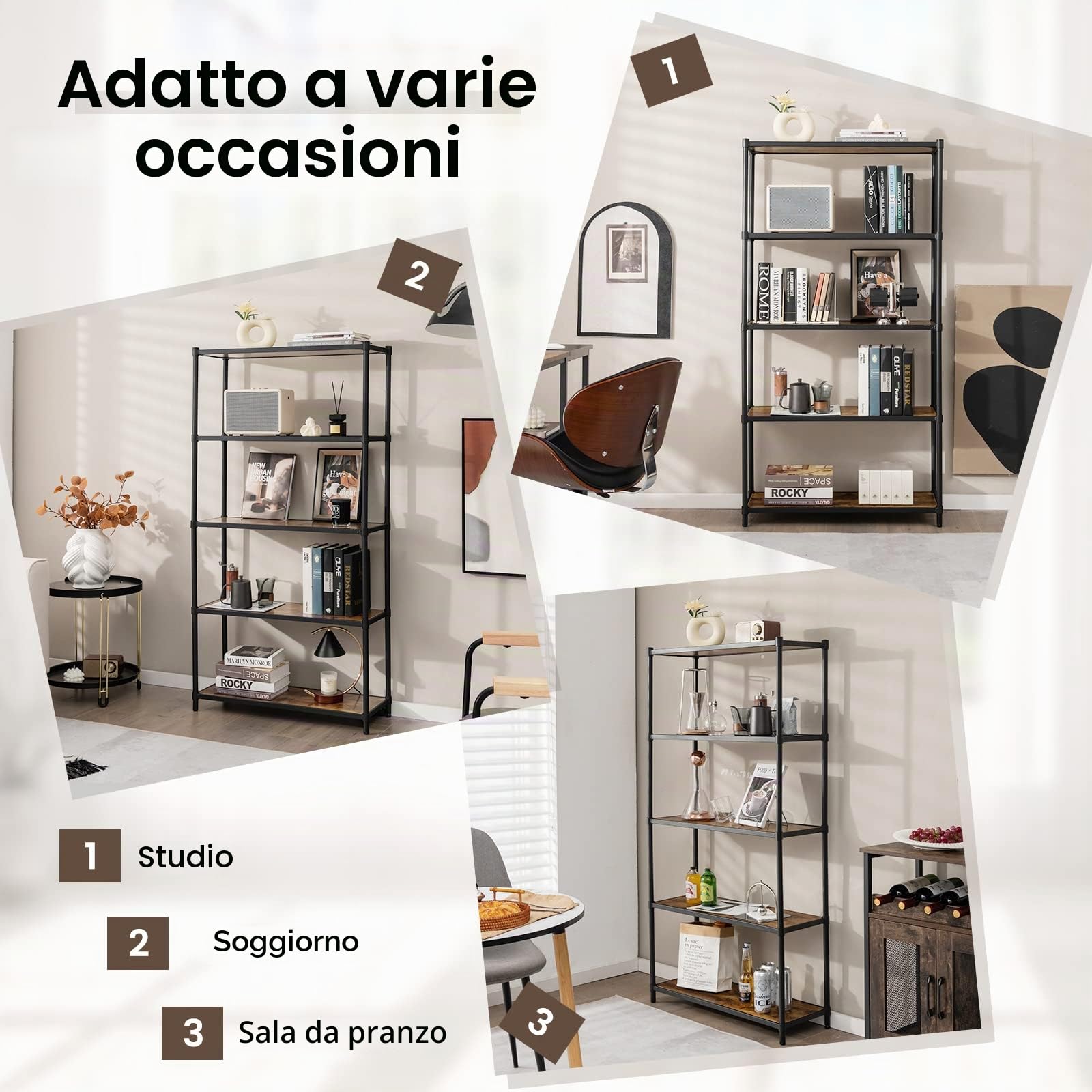 GIANTEX Scaffale a 5 Ripiani Stile Industriale in Acciaio