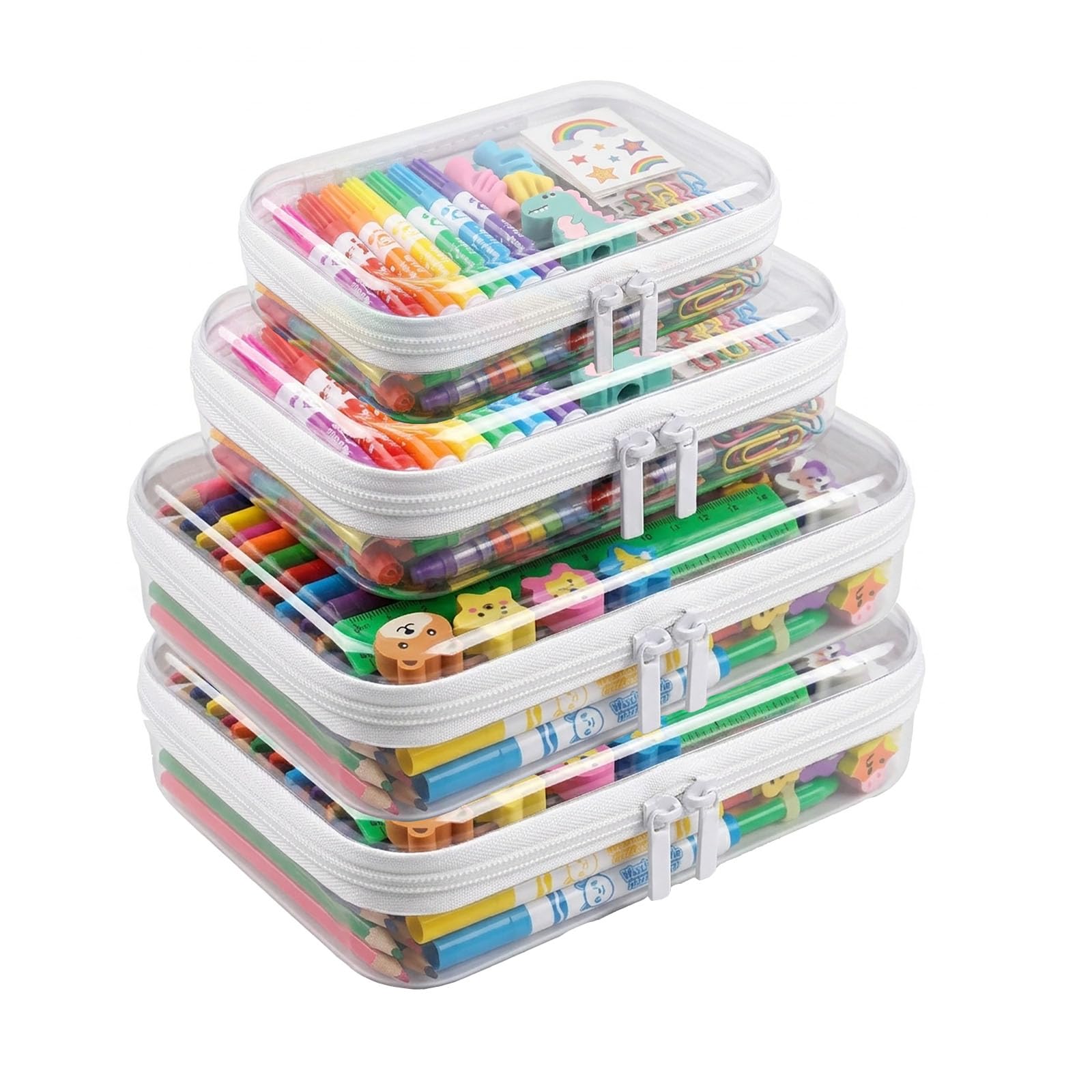 AlthaiaTidy Clear Hard Shell Zipper Case, Storage Boxes, 2L+1M+1S