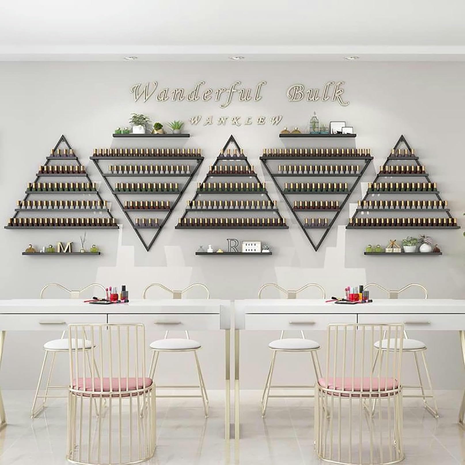 Présentoir de vernis à ongles mural triangulaire en métal pour rangement de salon